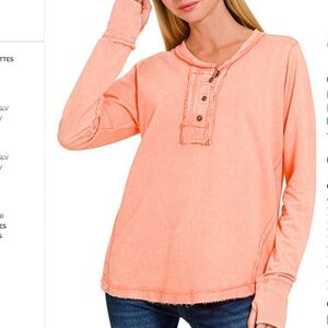 Zenana “ Shawna 2 “ Zenana Acid Wash Long Sleeve Top